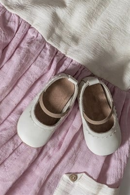 Merli&Rose Deri Bebek Babet Ayakkabı (Krem)