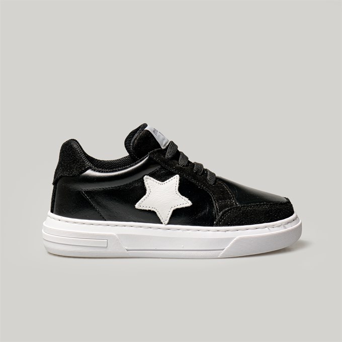 Merli&Rose Star Deri Sneaker | Siyah-Beyaz